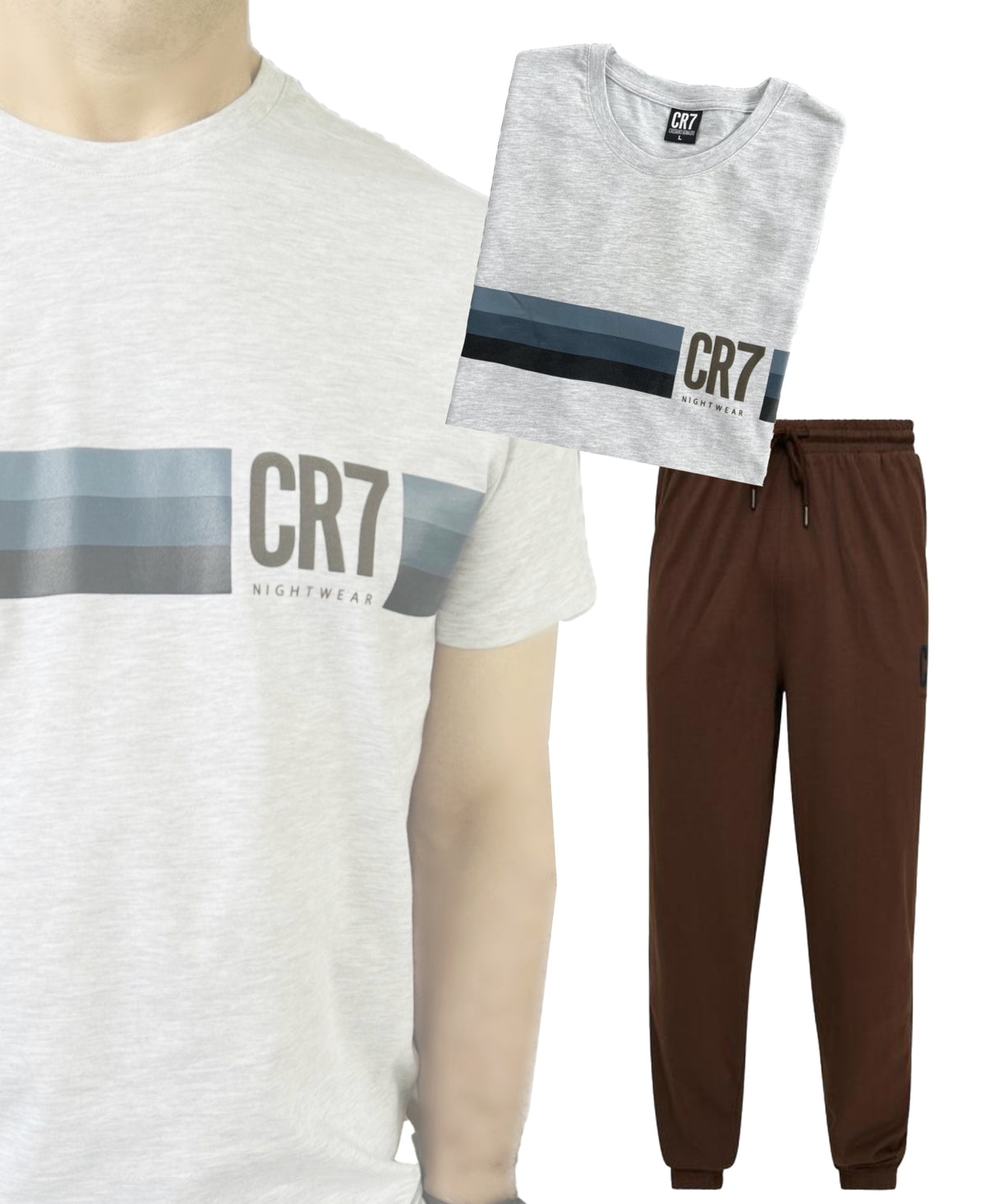 CR7 Men's Loungewear Set- Pants, Short Sleeve