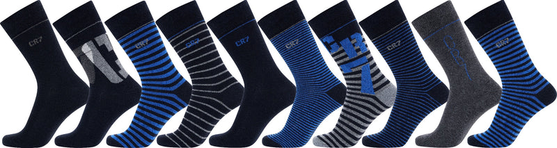 CR7 Men's Cotton Blend 10-Pack Socks, multicolor