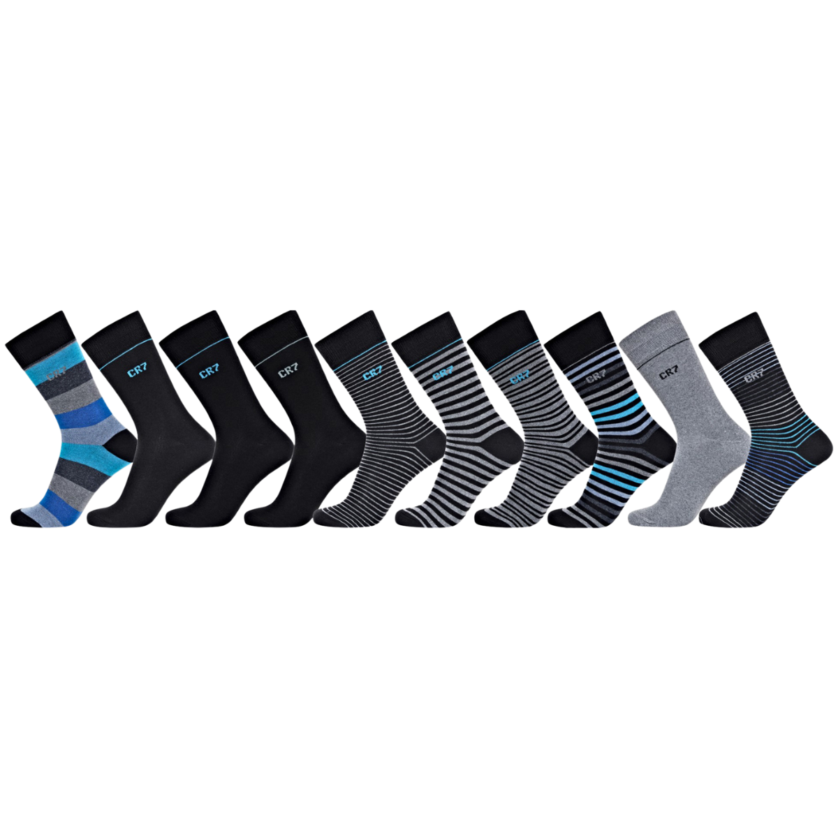 CR7 Men's Cotton Blend 10-Pack Socks, multicolor