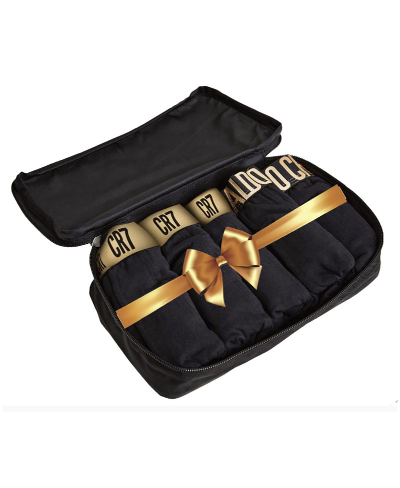 Pack de 5 calzoncillos para hombre en bolsa de viaje con cremallera CR7 - Más vendidos en negro y dorado 