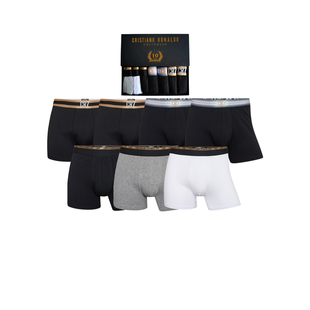 CR7 Men's 7-Pack Cotton Blend Trunks 10th Anniversary Gift-Box