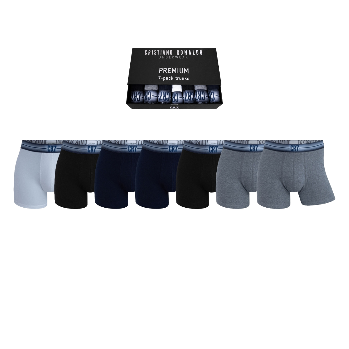 CR7 Men's 7-Pack Cotton Blend Trunks Premium Gift-Box