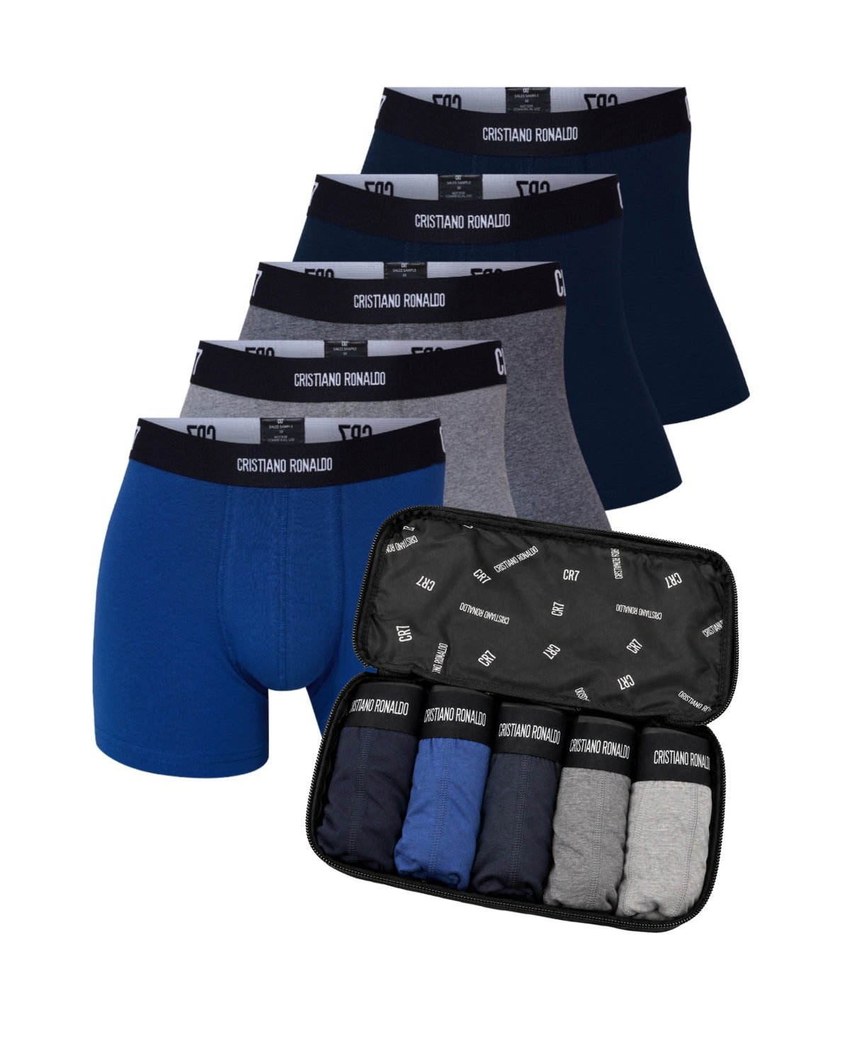 CR7 Men's 5-Pack Cotton Blend Trunks, Travel Bag