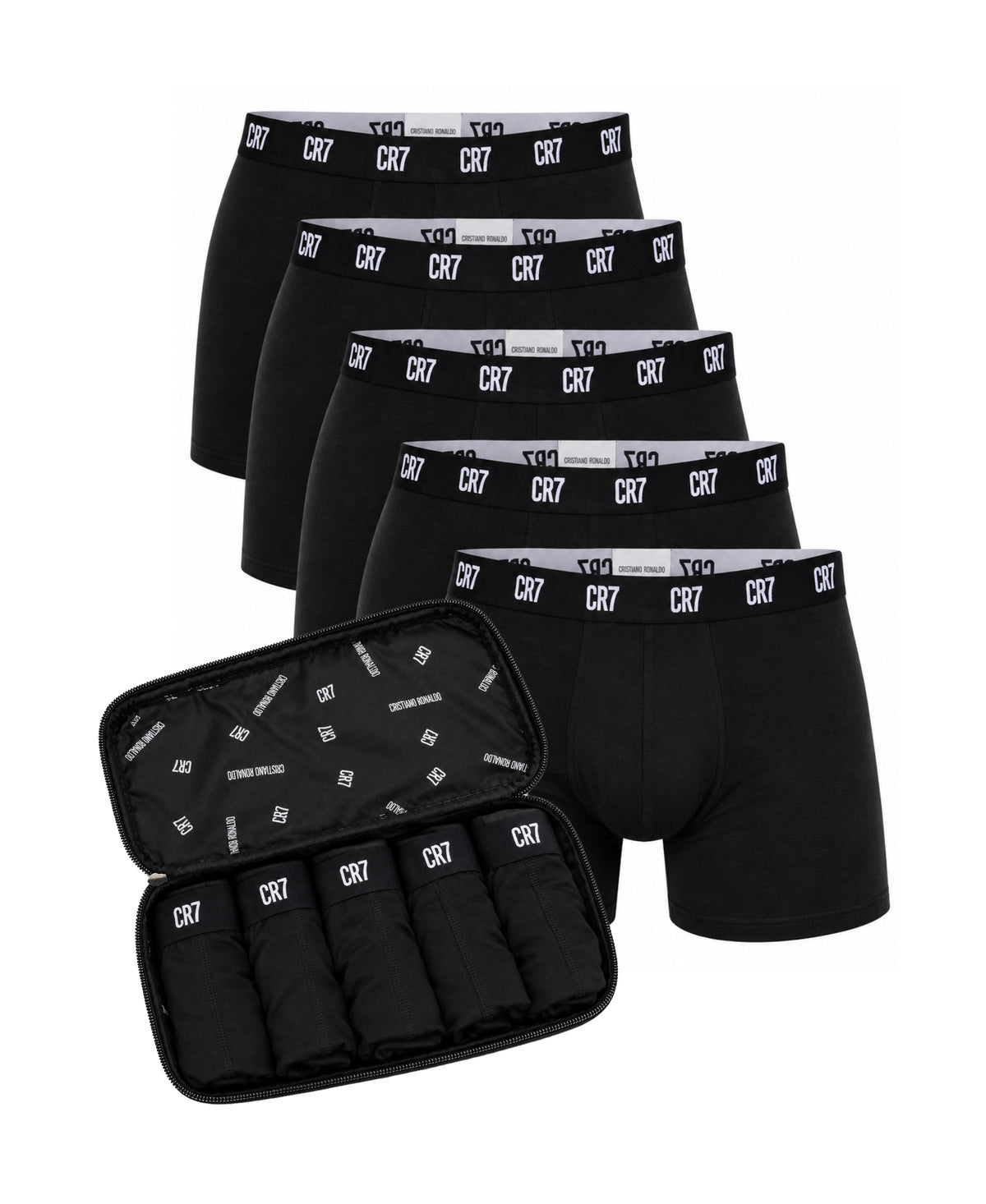 CR7 Men's 5-Pack Trunks in CR7 Travel Zip Bag