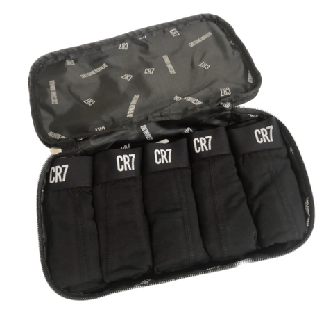 GetUSCart- CR7 Men's Trunk 5-PACK in Travel Zip Bag [Black & Gold
