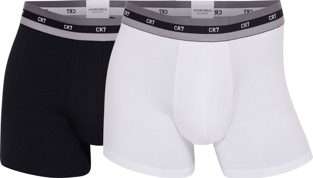 Buy CR7 Mens Two Pack Boxers Black/Grey Pinstripe
