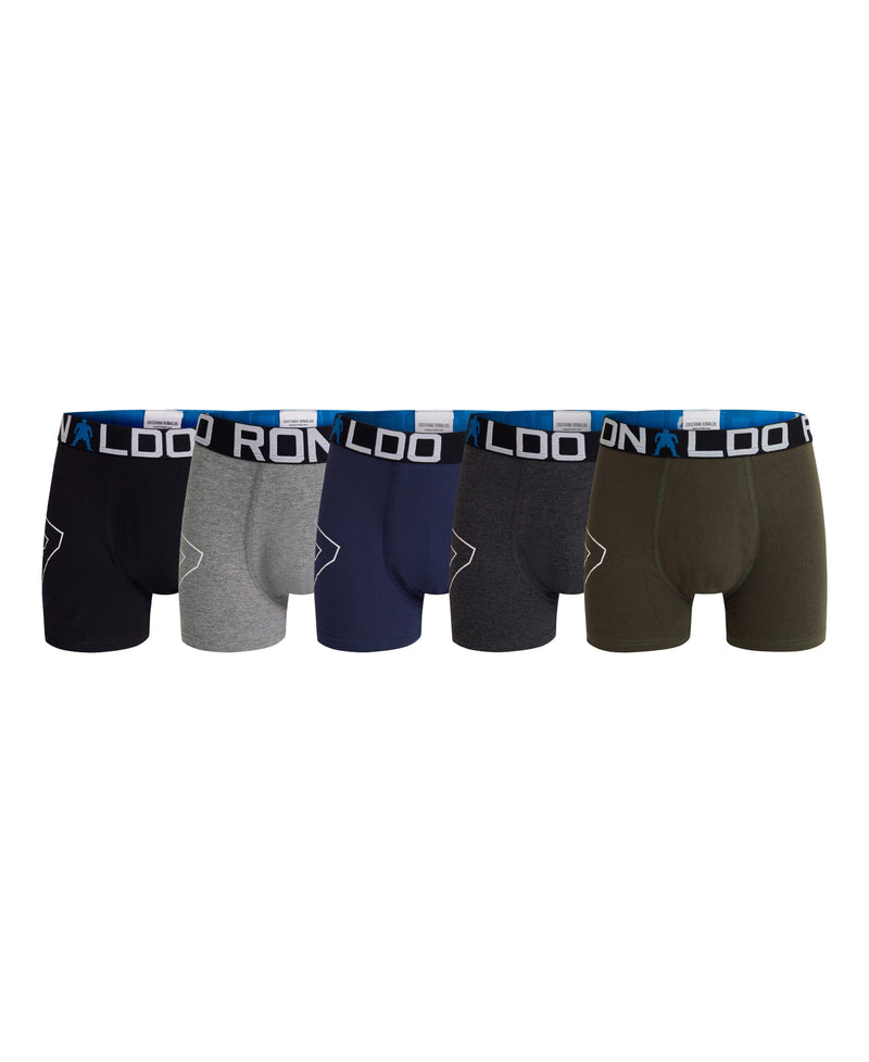 CR7 Boy's Travel Bag, Value 5-Pack Cotton Blend Trunks