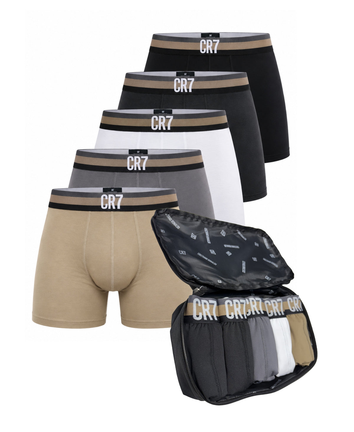 CR7 Men's 5-Pack Micro Blend Trunks, Travel Bag