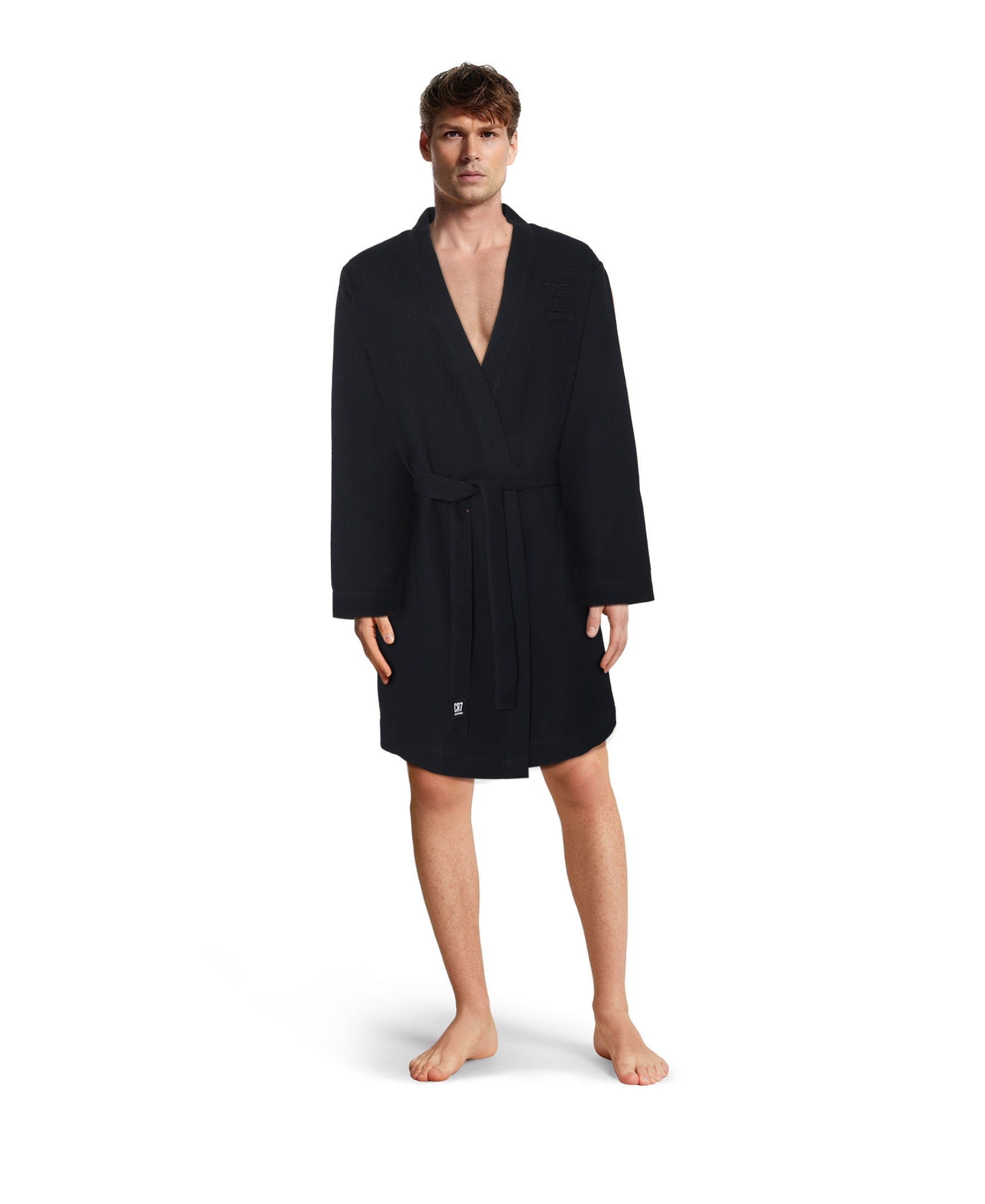 ピーマン太郎さん cr7 CR7 Men's Waffle Weave Bathrobe, Black – CR7 Underwear