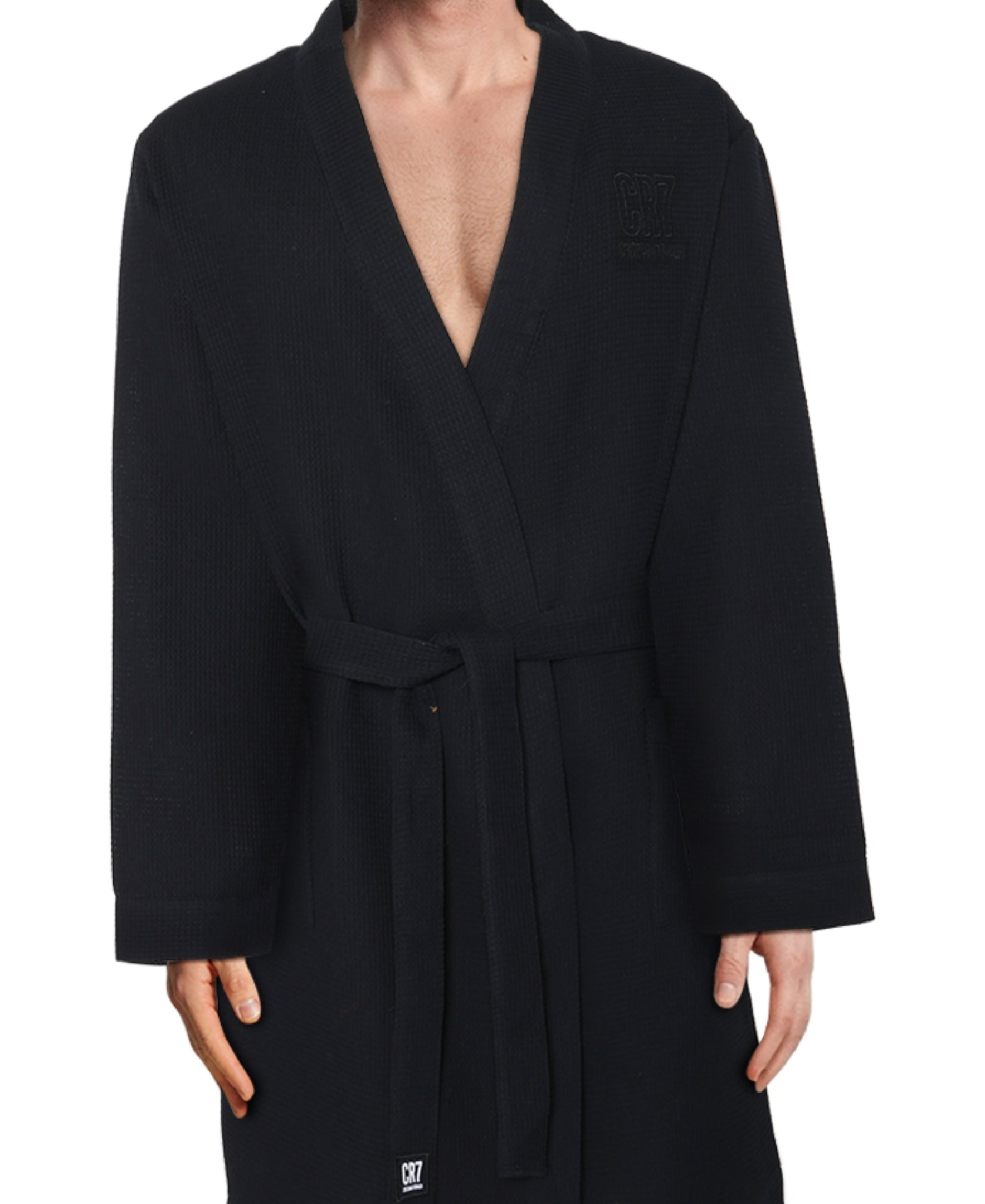 CR7 Men's Waffle Weave Bathrobe, Black – CR7 Underwear
