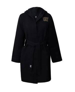CR7 Boy's Hooded Waffle Weave Bathrobe, Black