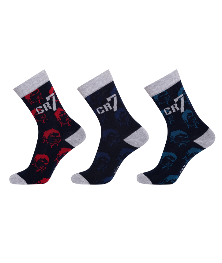 CR7 Boy's Cotton Blend 3-Pack Crew Socks