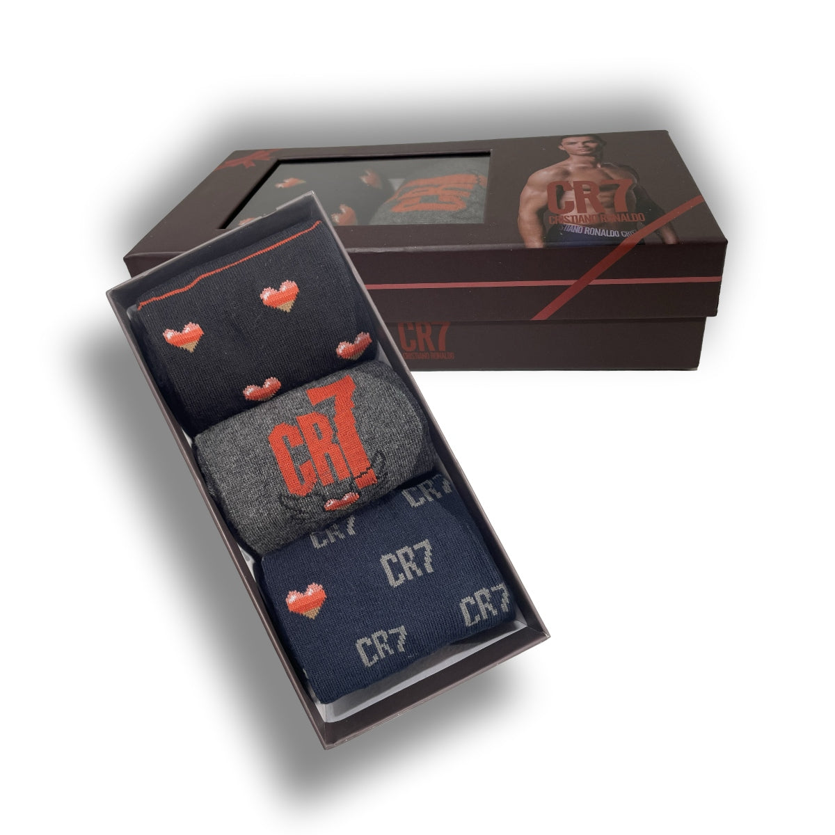 CR7 Men's Valentine Cotton Blend 3-Pack Socks, Gift Box