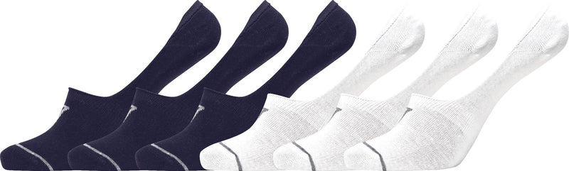 Calcetines No-Show (Footie) para hombre, paquete económico de 6 en blanco y negro