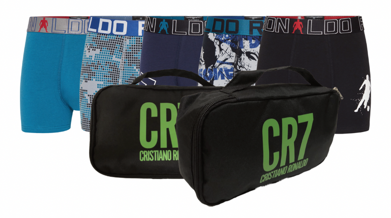 CR7 Boy's Travel Bag, Value 5-Pack Cotton Blend Trunks