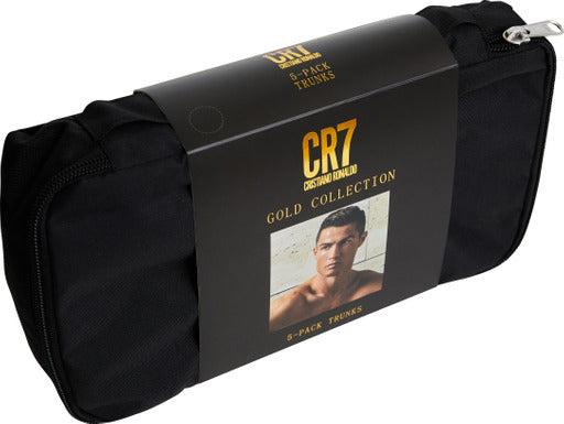 CR7 Men's Trunk 5-PACK in CR7 Travel Zip Bag - Top Seller Black & Gold